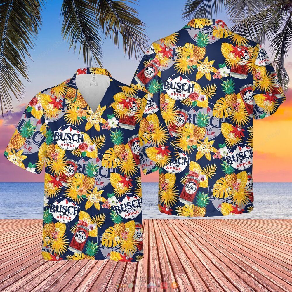 Busch Light Apple blue yellow pineapple Hawaiian Shirt shorts
