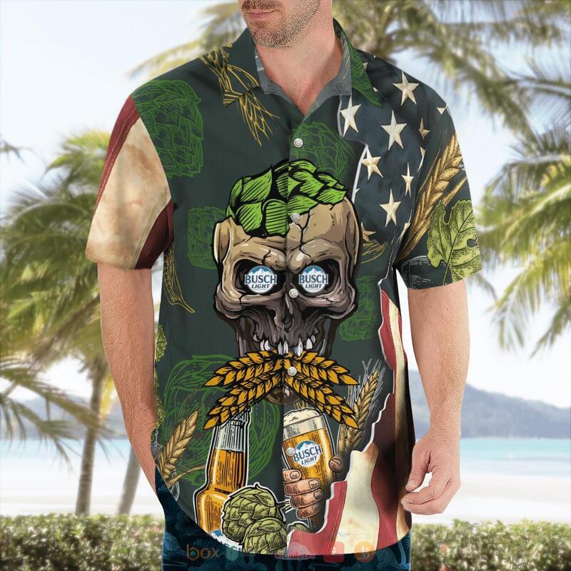 Busch Light Beer Skull Atiso Hawaiian Shirt 1 2