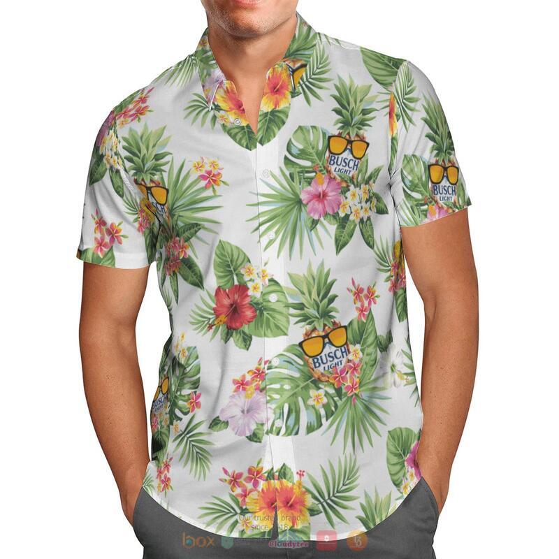 Busch Light Hibiscus Flower Hawaiian Shirt 1