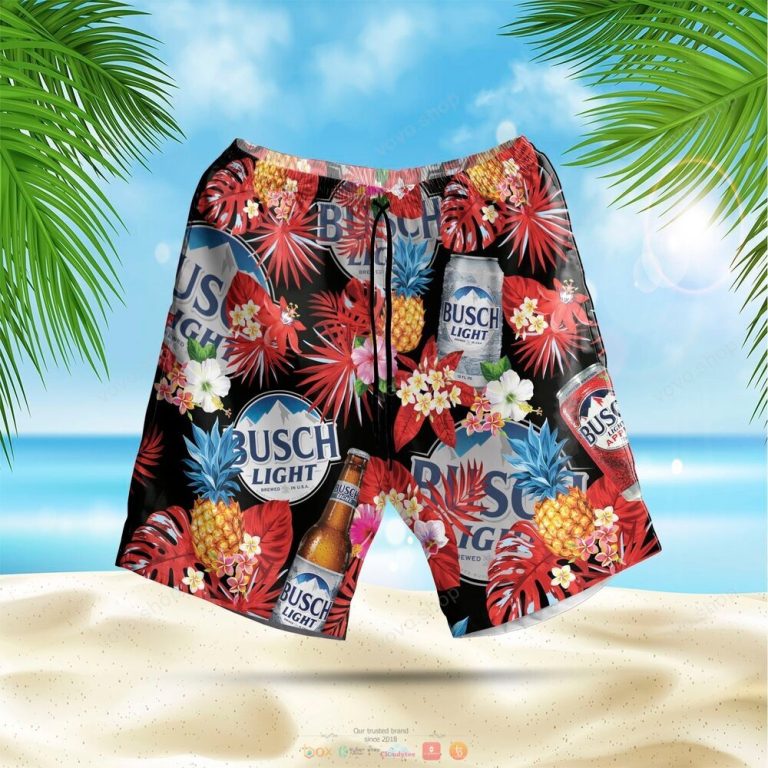 Busch Light black red pineapple Hawaiian Shirt shorts 1