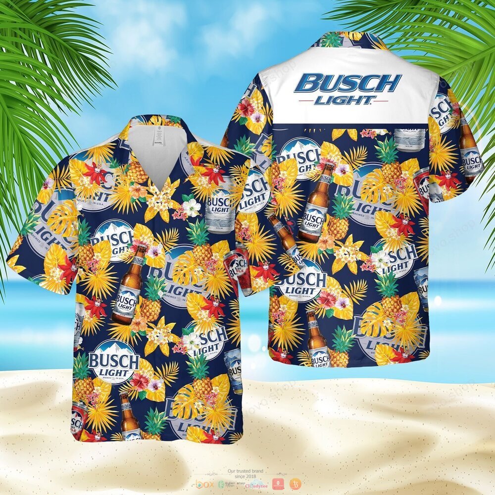 Busch Light blue yellow pineapple Hawaiian Shirt shorts