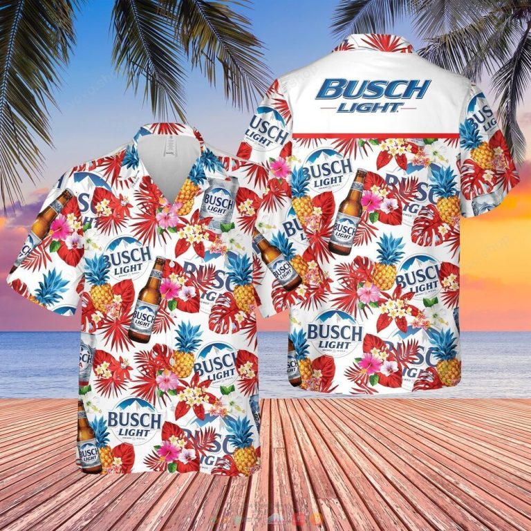 Busch Light white red pineapple Hawaiian Shirt shorts