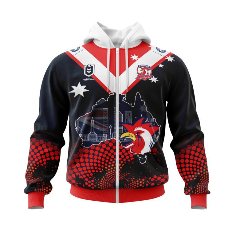 CUSTOM NRLAUSRoosters211230 000 hoodie zip front