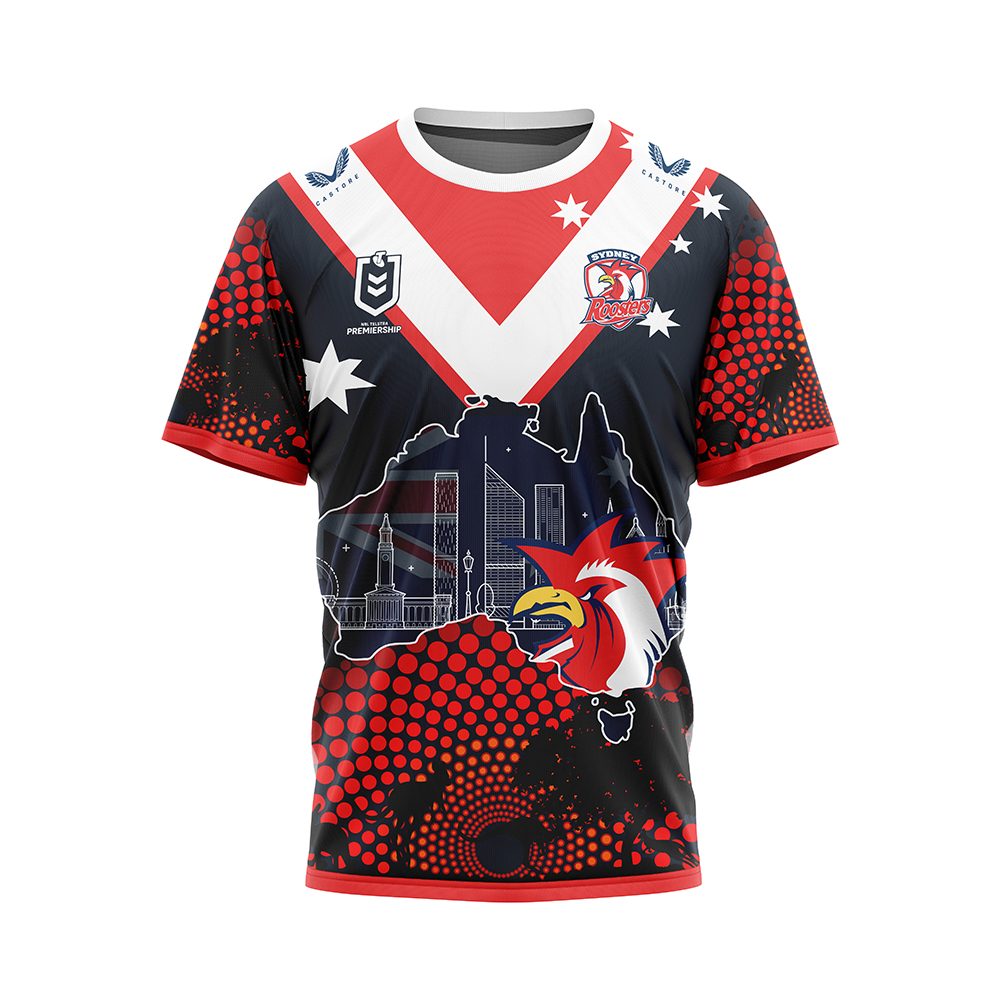 CUSTOM NRLAUSRoosters211230 000 tee front e1641798683939