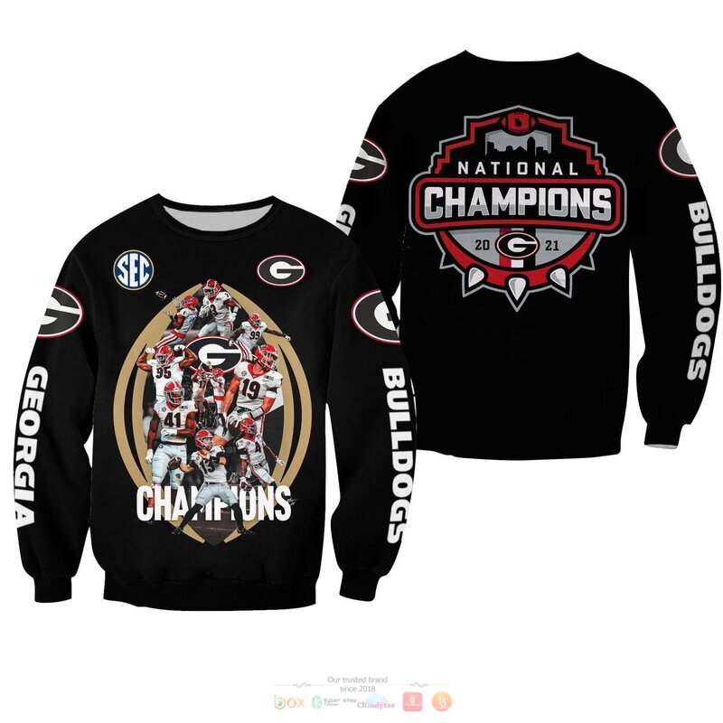 Champion Georgia Bulldogs Black 3D Shirt Hoodie 1 2 3