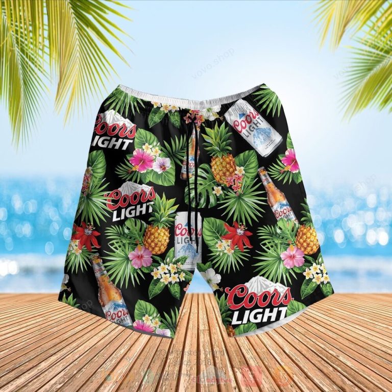 Coors Light Green Hawaiian Shirt Short 1 2