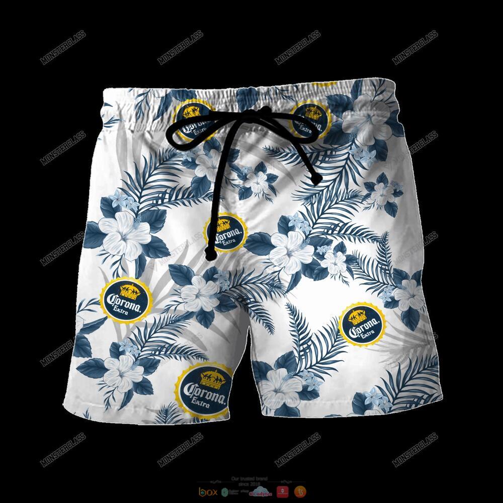 Corona Extra Tropical Plant Hawaiian Shirt Shorts 1