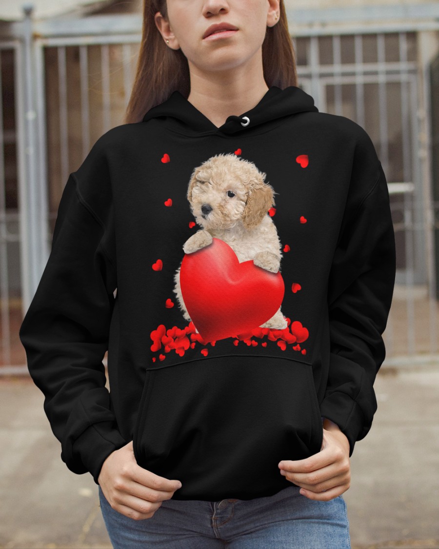 Cream Toy Poodle Valentine Hearts shirt hoodie 6
