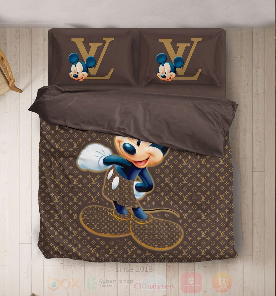 Disney Mickey Mouse Louis Vuitton Quilt Bedding Set 1