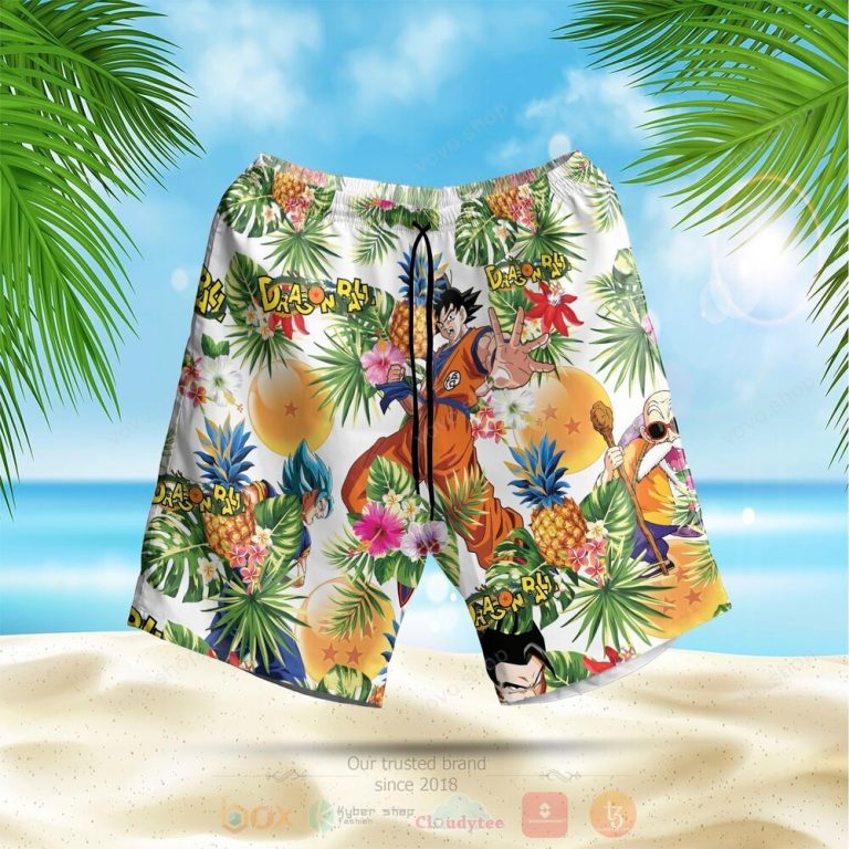 Dragon Ball Anime White Hawaiian Shirt Short 1