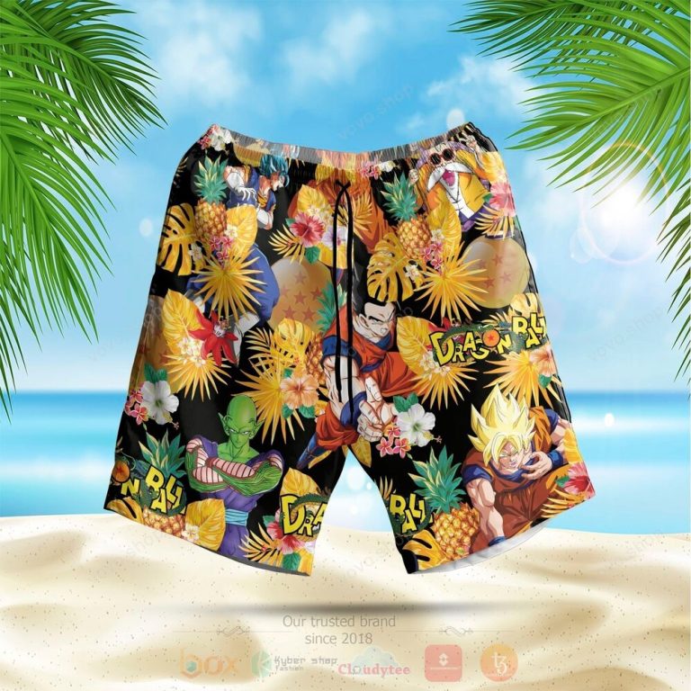 Dragon Ball Anime Yellow Hawaiian Shirt Short 1