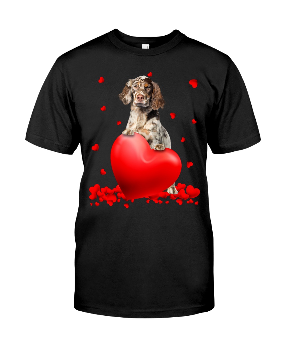 English Setter Valentine Hearts shirt hoodie 1