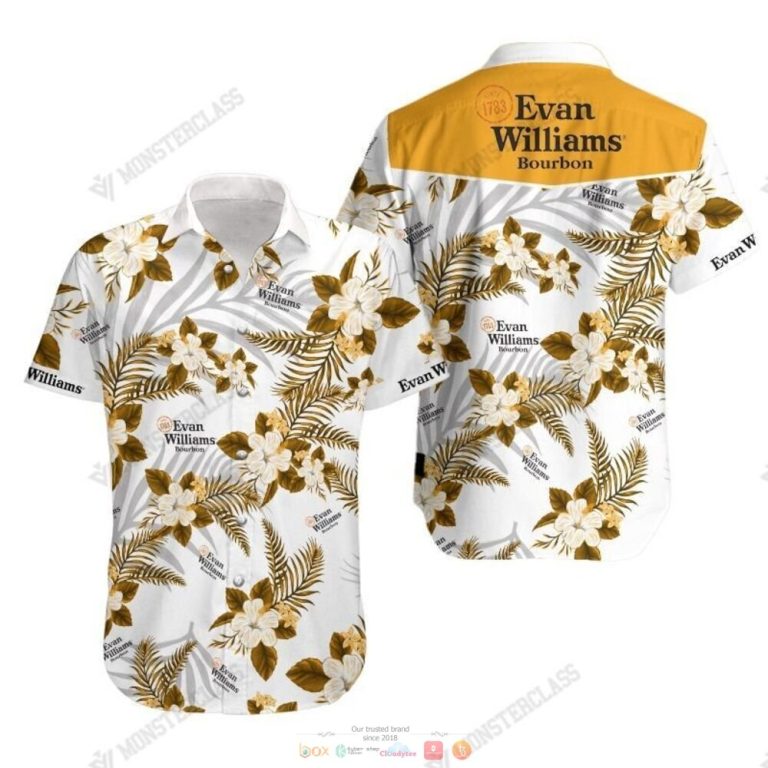 Evan Williams Bourbon Tropical Plant Hawaiian Shirt Shorts