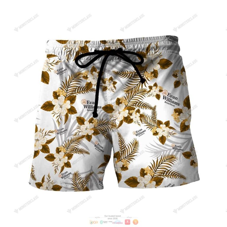 Evan Williams Bourbon Tropical Plant Hawaiian Shirt Shorts 1