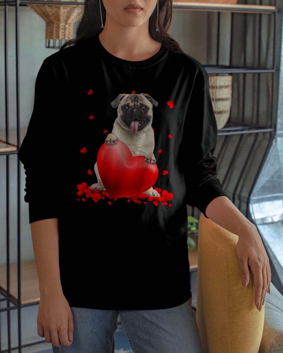 Fawn Pug Valentine Hearts shirt hoodie 11