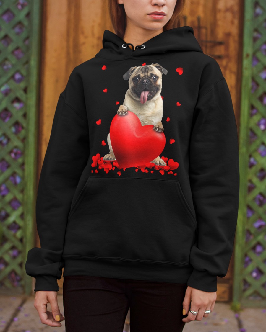 Fawn Pug Valentine Hearts shirt hoodie 6