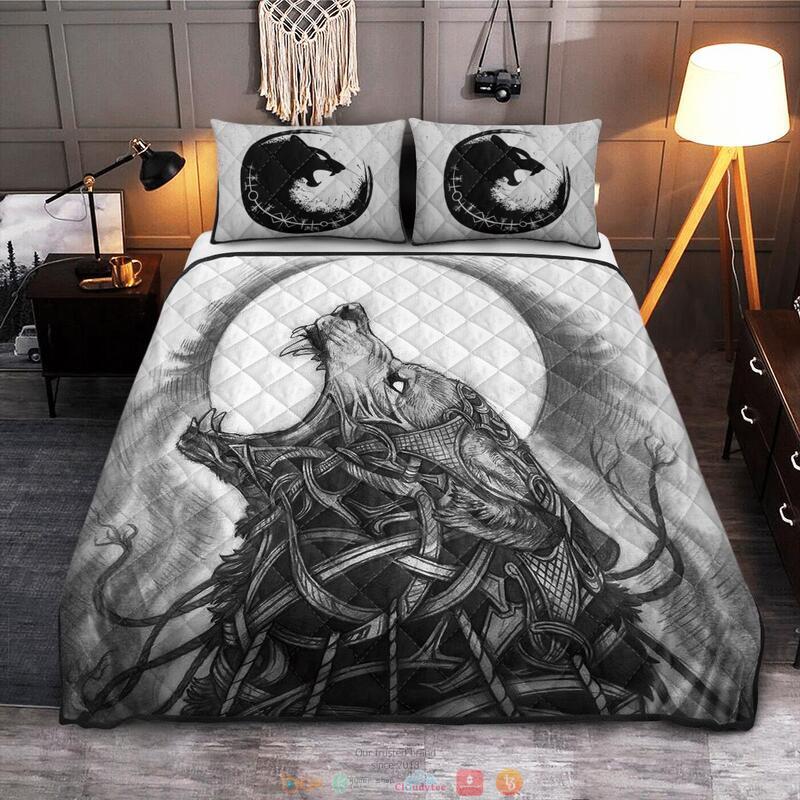 Fenrir Moon Viking Quilt Bedding Set