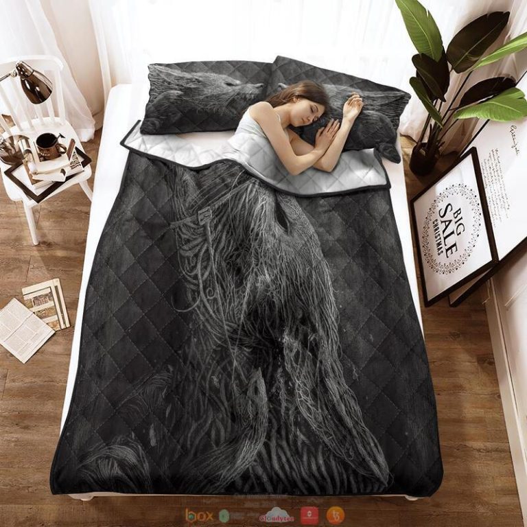 Fenrir Viking black Quilt Bedding Set 1 2