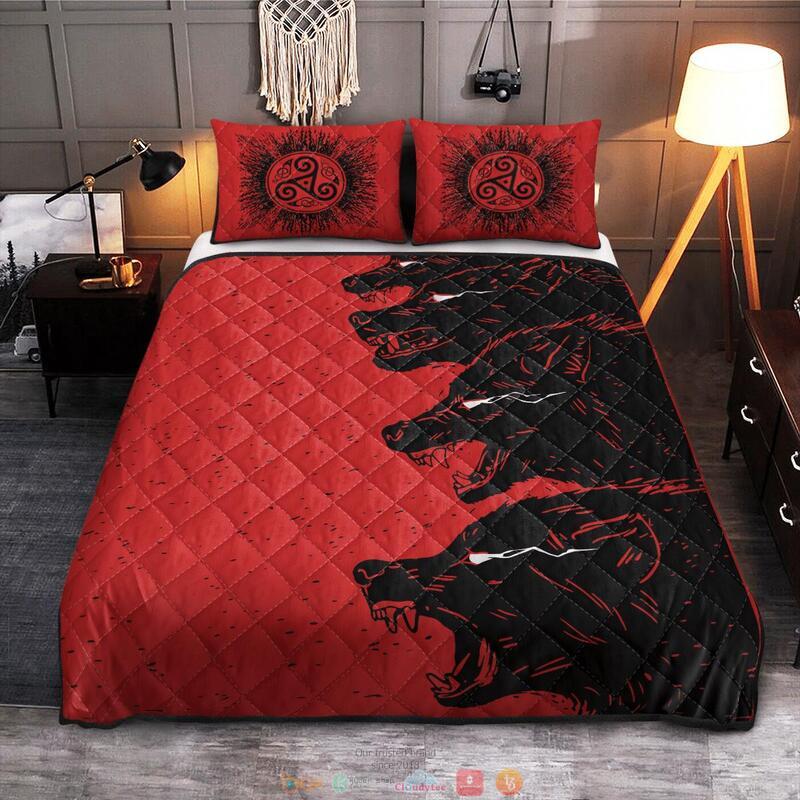 Fenrir Viking red black Quilt Bedding Set