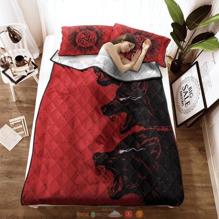 Fenrir Viking red black Quilt Bedding Set 1 2