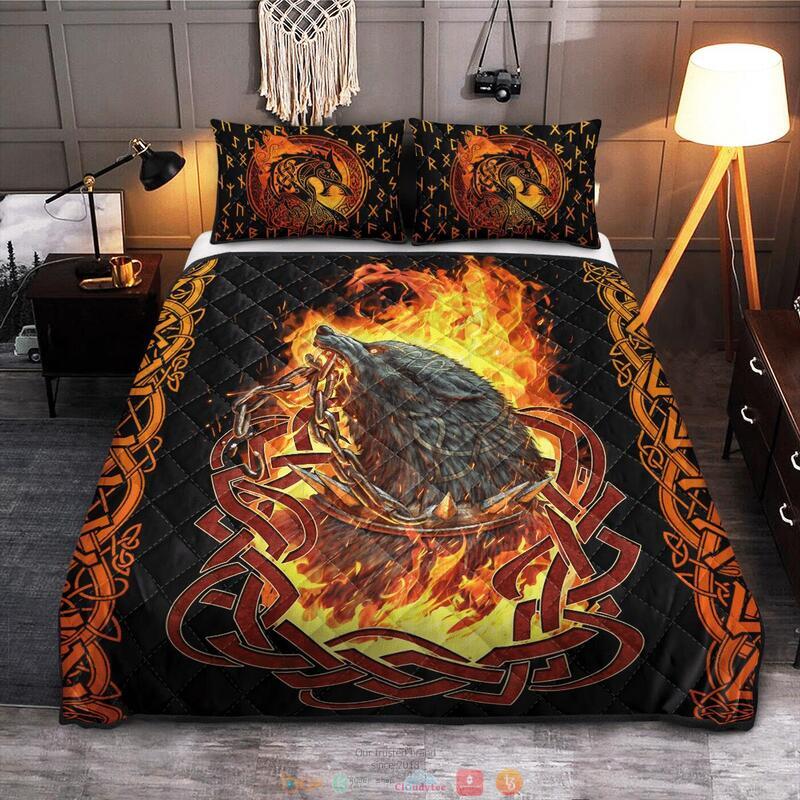 Fenrir was bound Fire Quilt Bedding Set