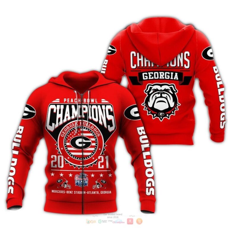 Georgia Bulldogs Peach Bowl Champion 3D Shirt Hoodie 1