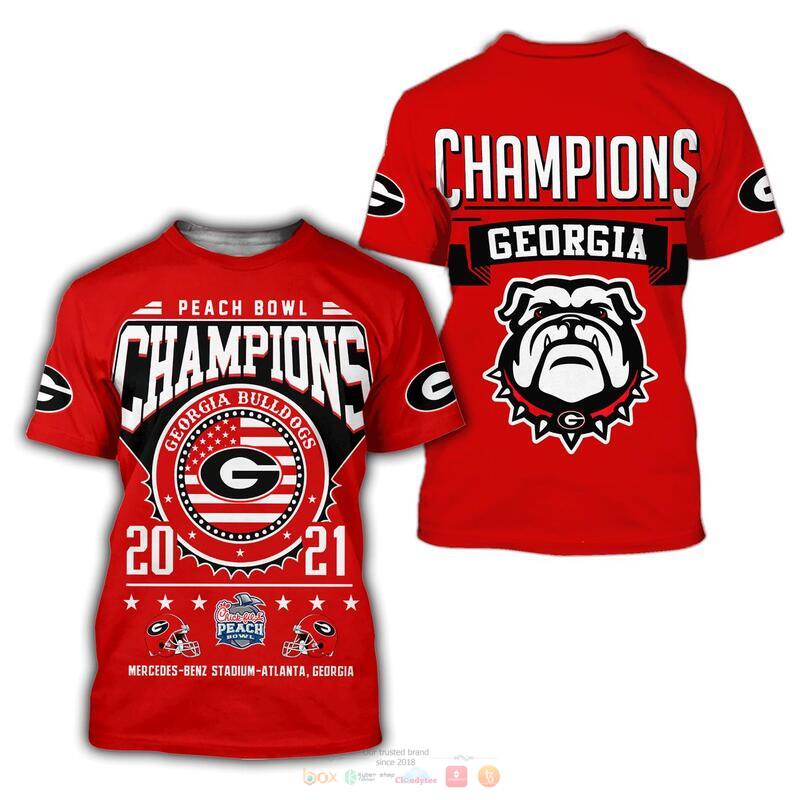 Georgia Bulldogs Peach Bowl Champion 3D Shirt Hoodie 1 2