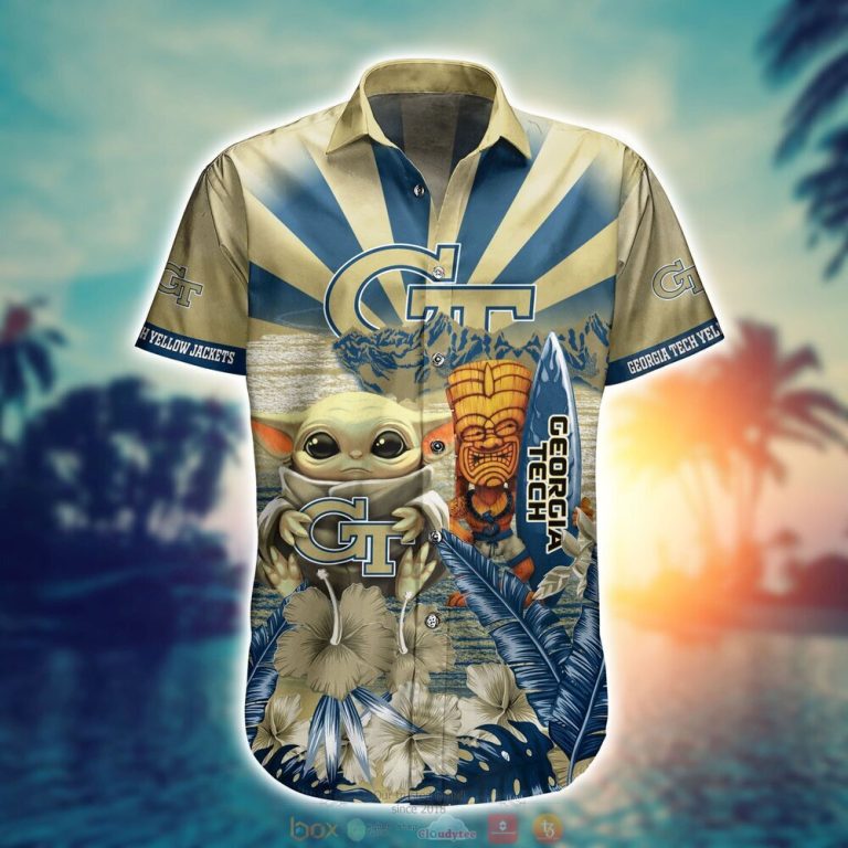 Georgia Tech Yellow Jackets NCAA Baby Yoda Hawaiian Shirt Shorts 1
