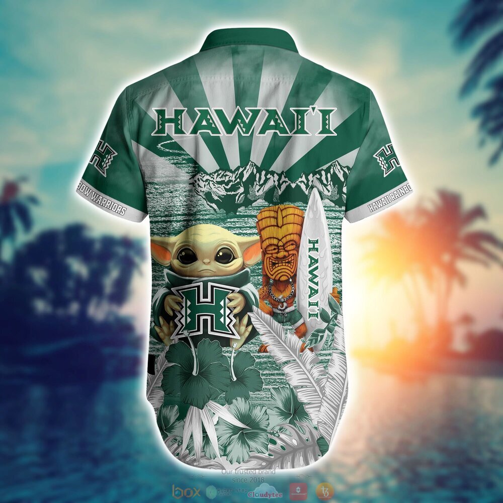 Hawaii Rainbow Warriors NCAA Baby Yoda Hawaiian Shirt Shorts 1 2