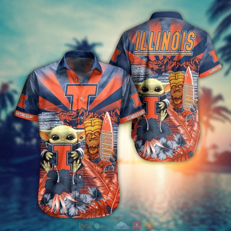 Illinois Fighting Illini NCAA Baby Yoda Hawaiian Shirt Shorts