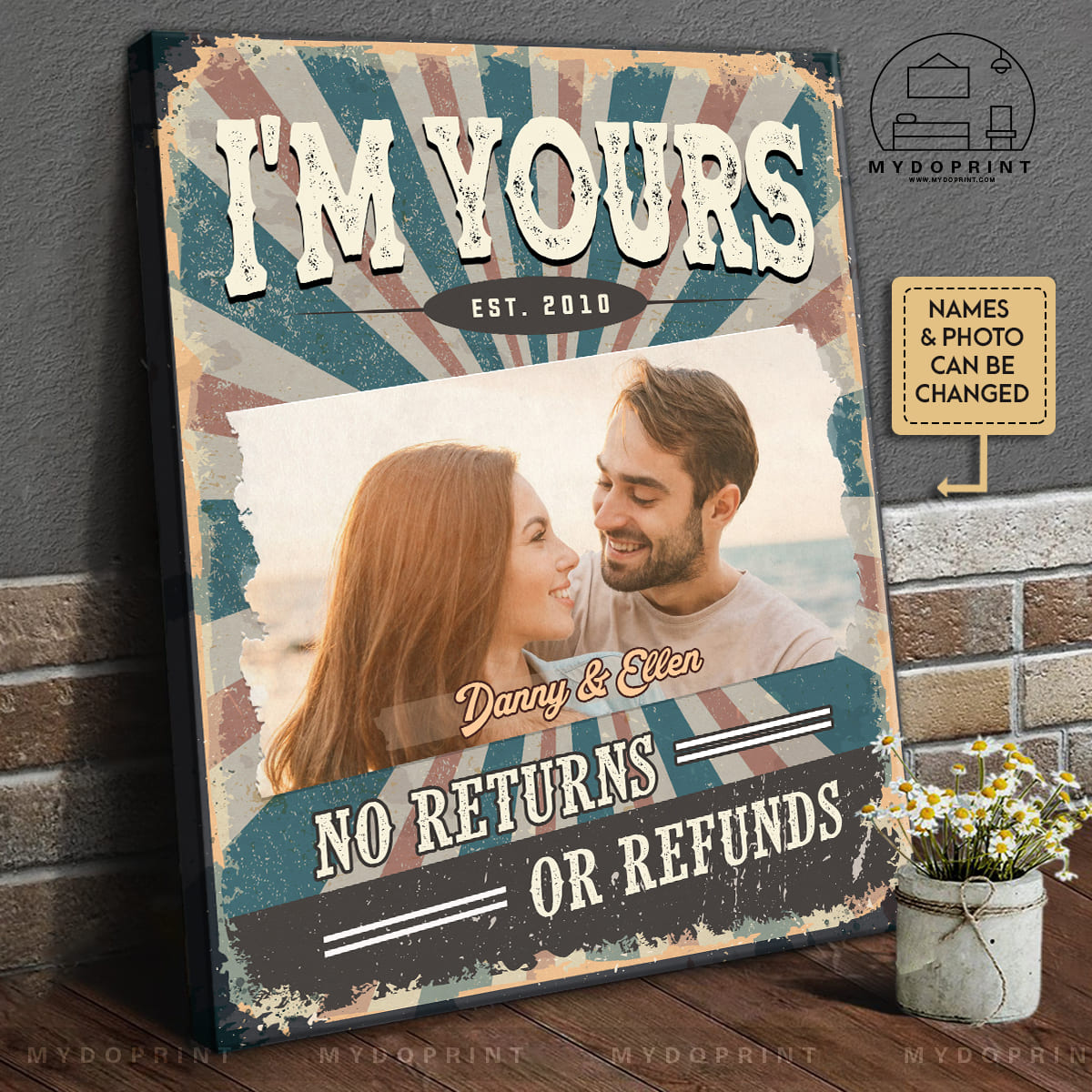 Im Yours No Returns or Refunds Custom Name Year Canvas 1