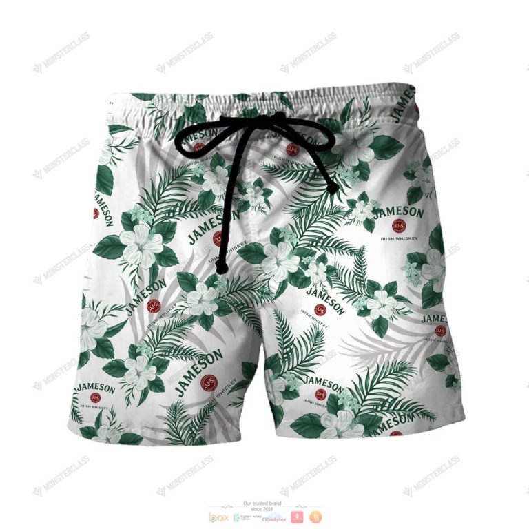 Jameson Irish Whiskey Tropical Plant Hawaiian Shirt Shorts 1