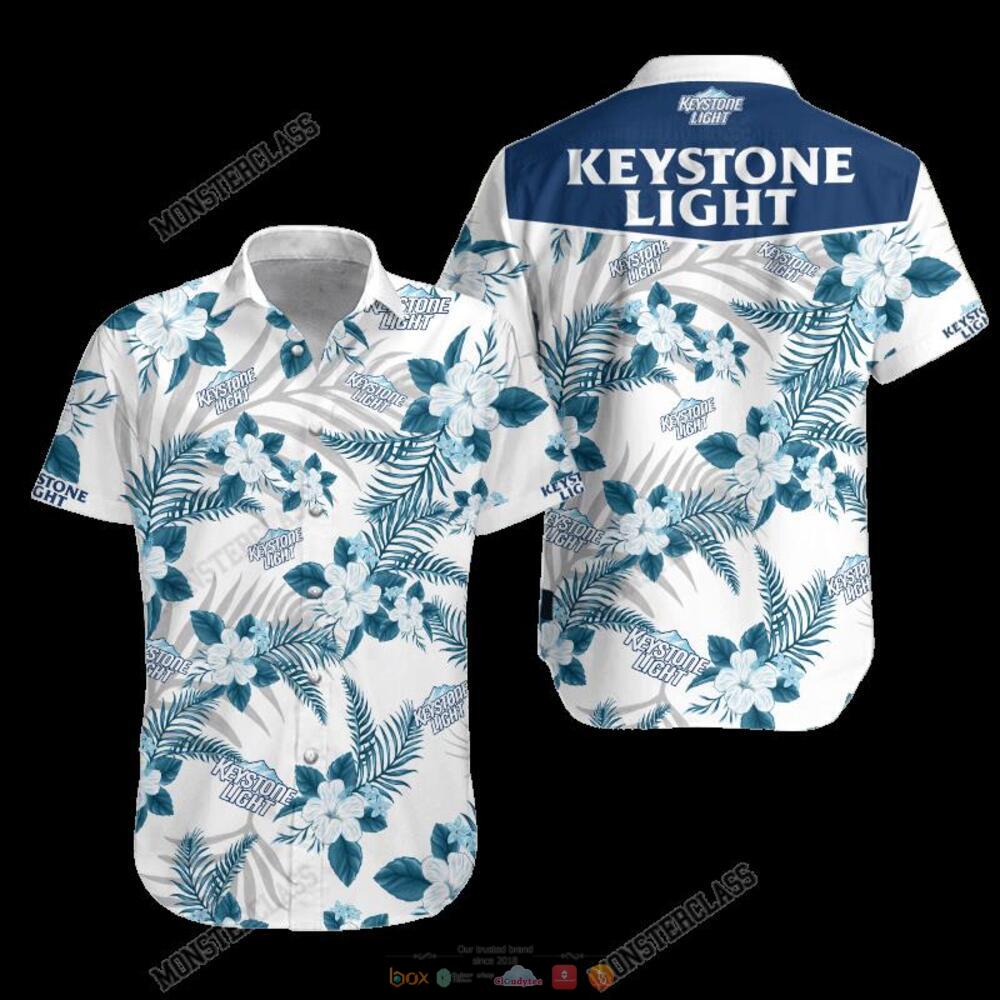 Keystone Light Tropical Plant Hawaiian Shirt Shorts