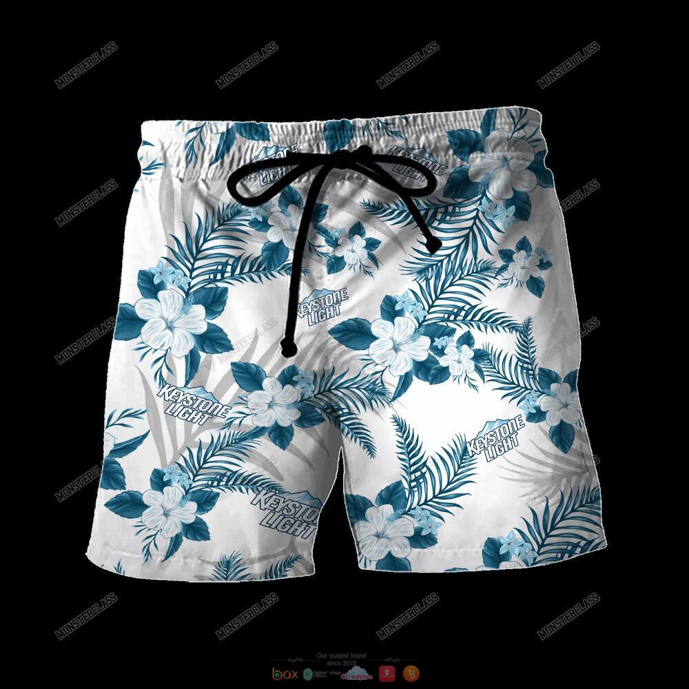 Keystone Light Tropical Plant Hawaiian Shirt Shorts 1