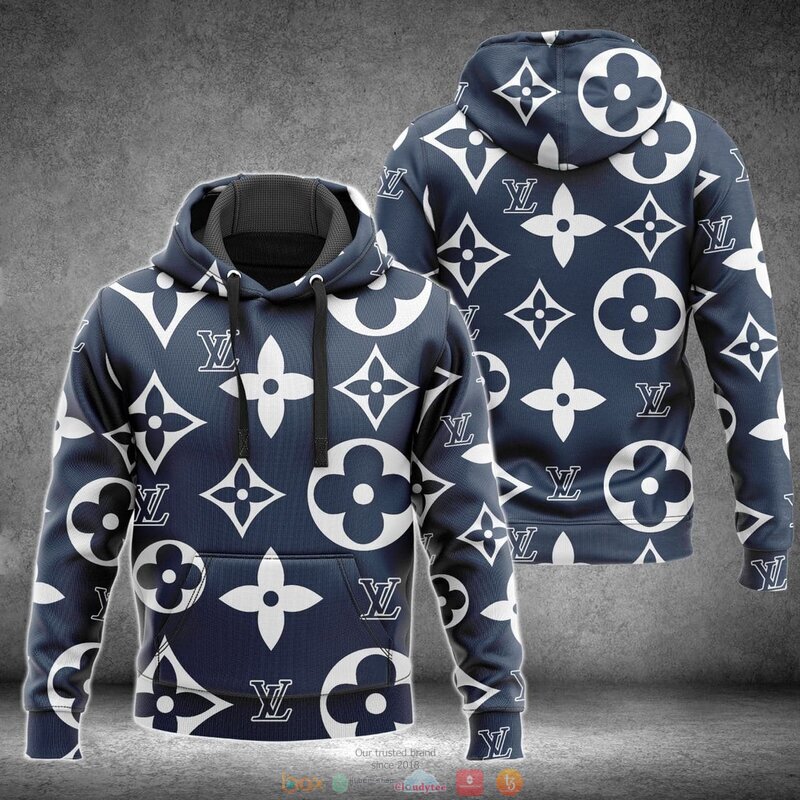 Louis Vuitton blue pattern All over print 3D hoodie • Kybershop