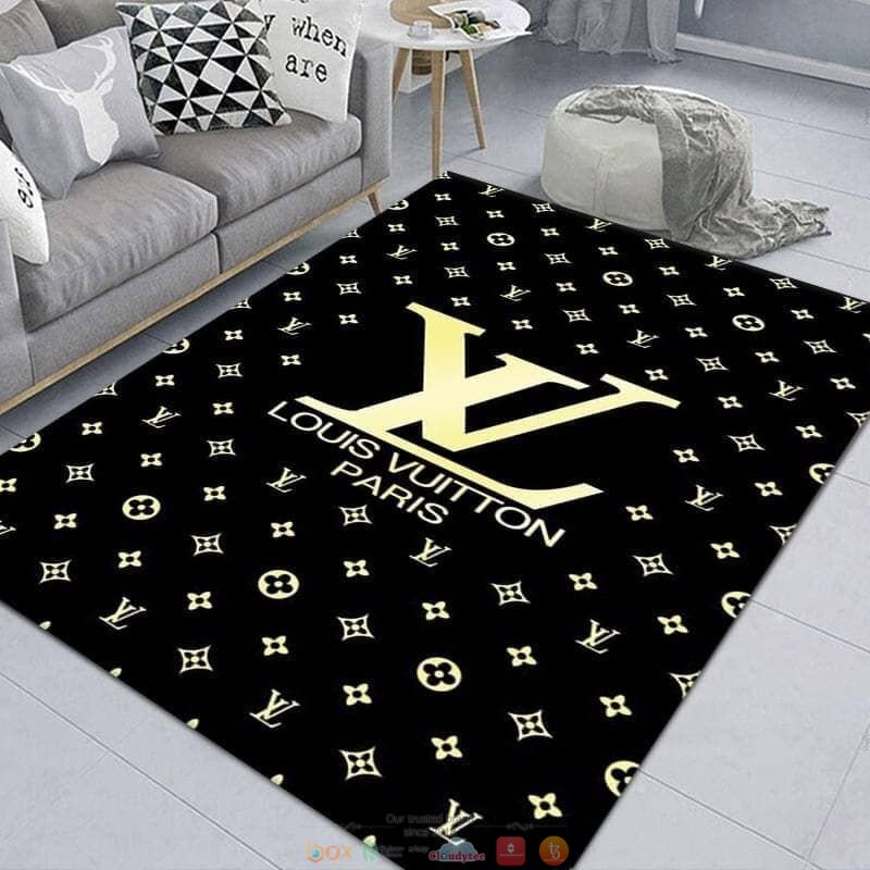 Louis Vuitton Paris black pattern rug