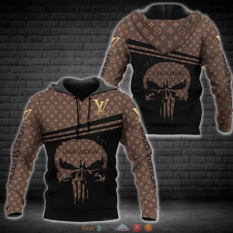 Louis Vuitton Punisher skull brown pattern 3d shirt hoodie