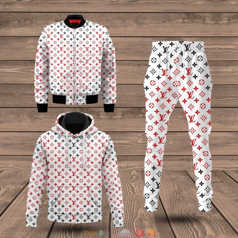 BEST Louis Vuitton Square Pattern Red White Luxury 3D Hoodie POD