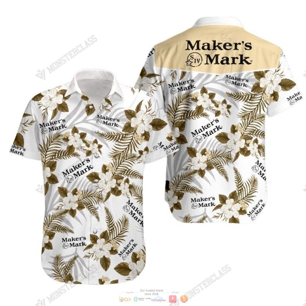 Makers Mark Tropical Plant Hawaiian Shirt Shorts