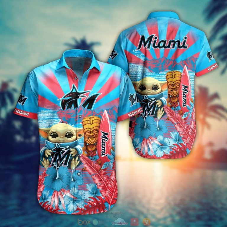 Miami Marlins MLB Baby Yoda Hawaiian Shirt Shorts