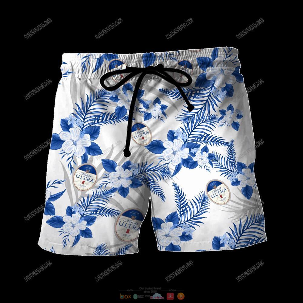 Michelob Ultra Tropical Plant Hawaiian Shirt Shorts 1
