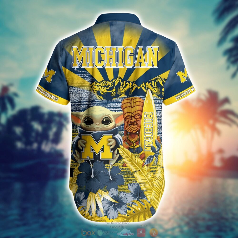 Michigan Wolverines NCAA Baby Yoda Hawaiian Shirt Shorts 1 2