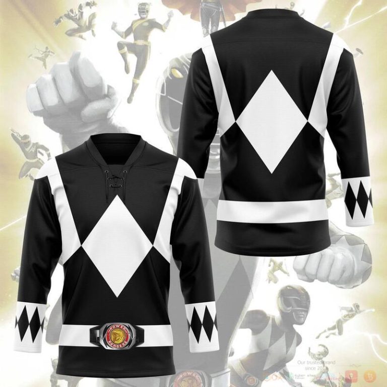 Mighty Morphin Black Power Rangers Hockey Jersey 1 2