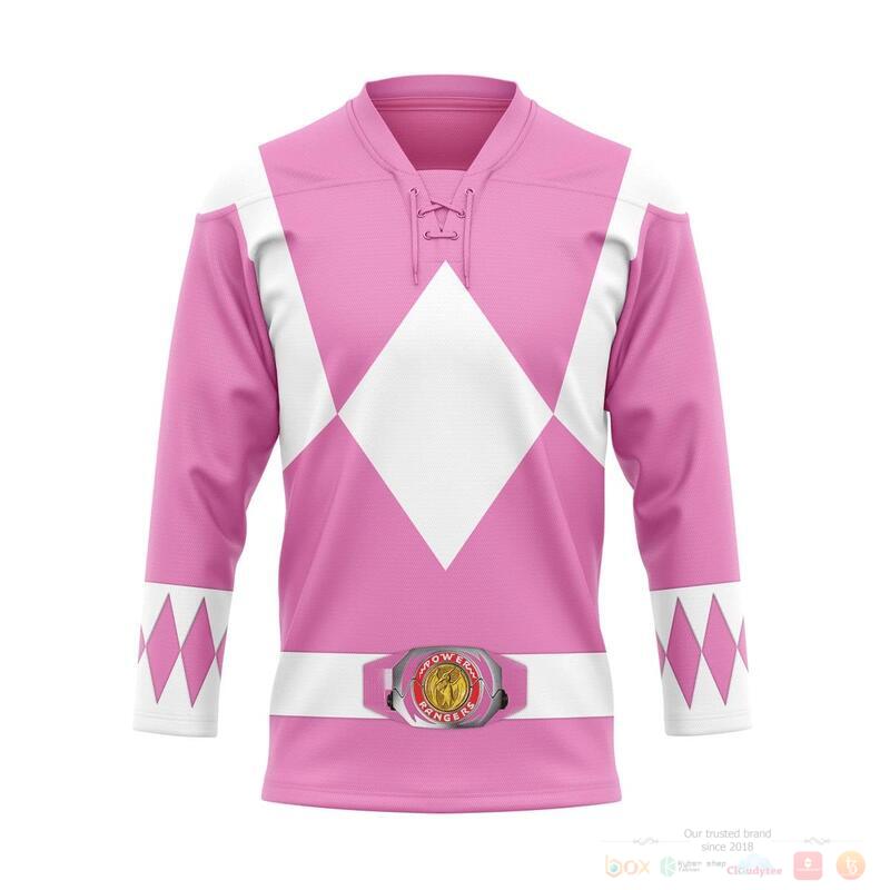 Mighty Morphin Pink Power Rangers Hockey Jersey