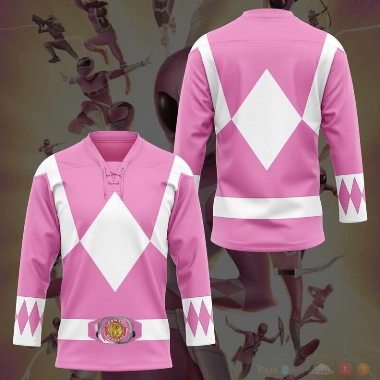 Mighty Morphin Pink Power Rangers Hockey Jersey 1 2