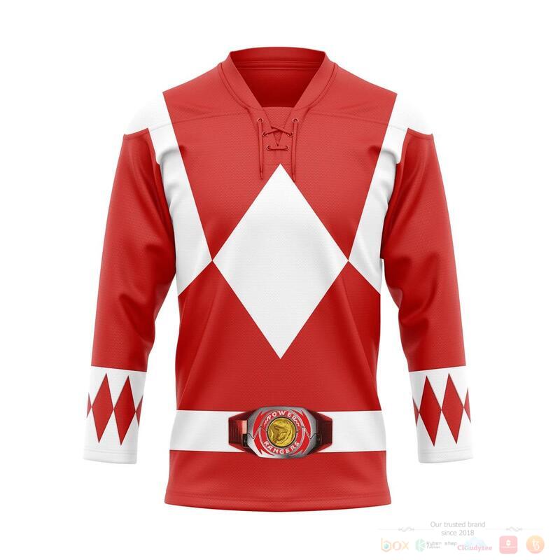 Mighty Morphin Red Power Rangers Hockey Jersey