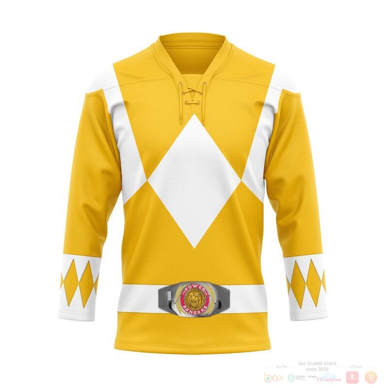 Mighty Morphin Yellow Power Rangers Hockey Jersey