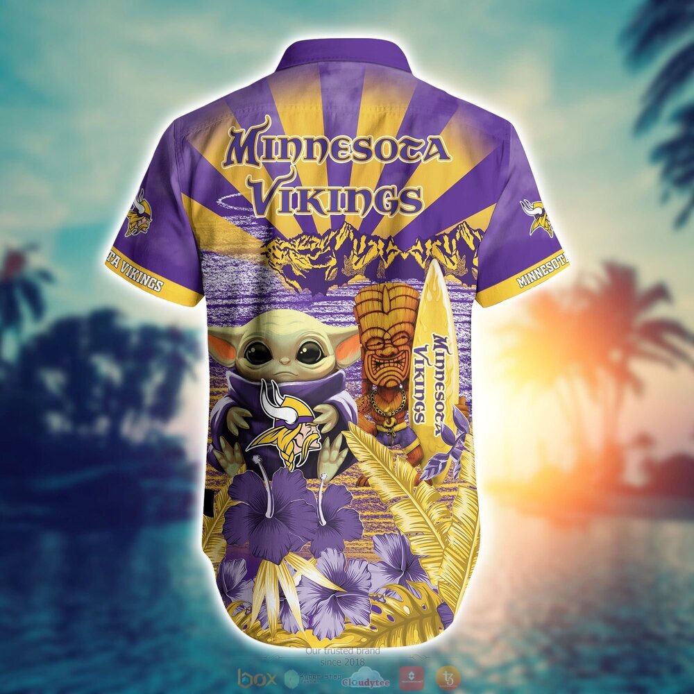 Minnesota Vikings NFL Baby Yoda Hawaiian Shirt Shorts 1 2
