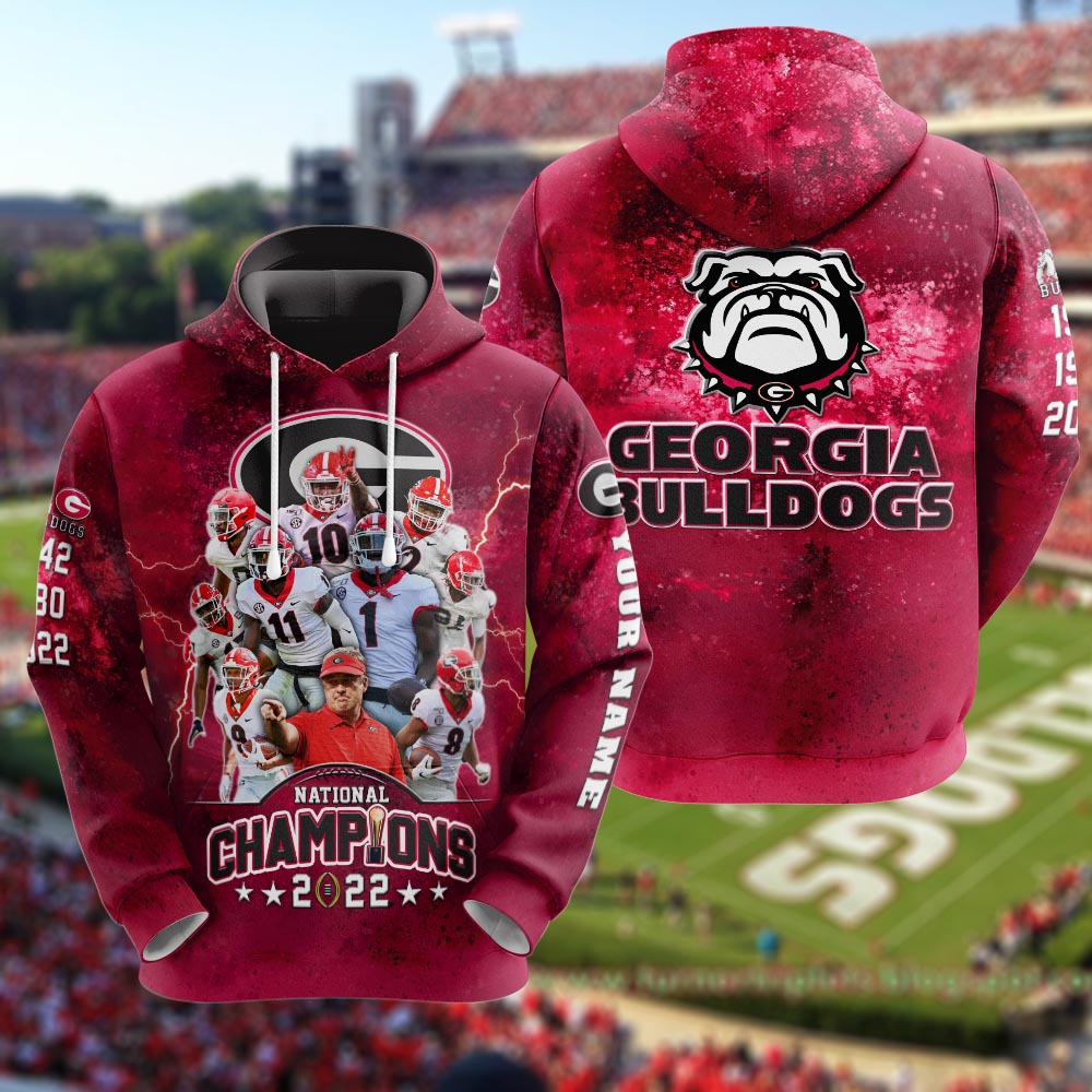 NCAA Georgia Bulldogs Champions 2022 Custom Name 3D Hoodie Shirt