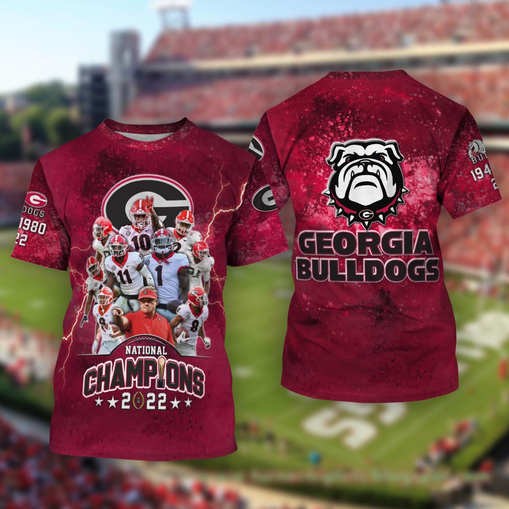 NCAA Georgia Bulldogs Champions 2022 Custom Name 3D Hoodie Shirt 1 2